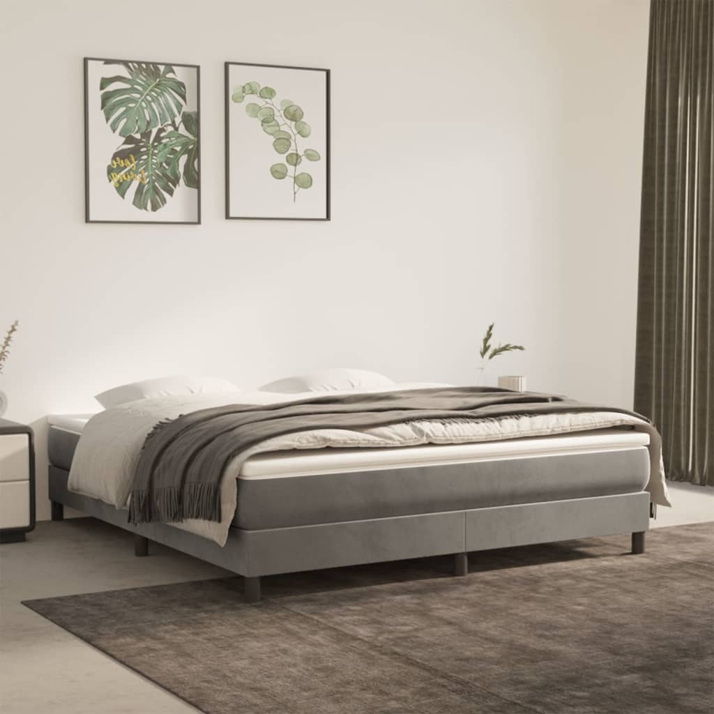 Krevet s oprugama i madracem svjetlosivi 160x200 cm baršunasti