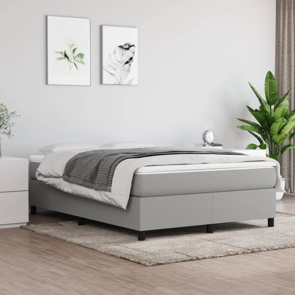 Krevet box spring s madracem svjetlosivi 140x200 cm od tkanine