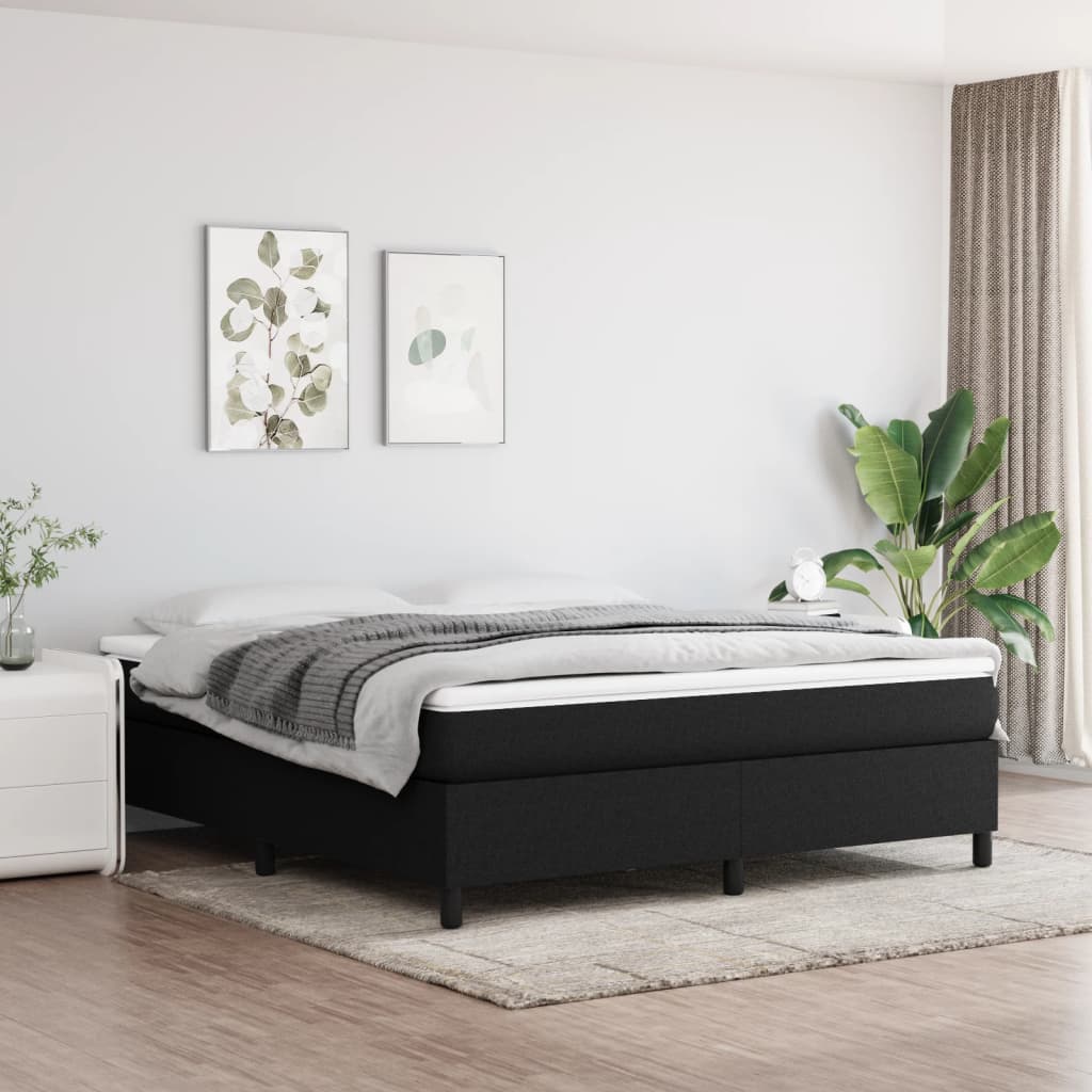 Krevet s oprugama i madracem crni 160x200 cm od tkanine