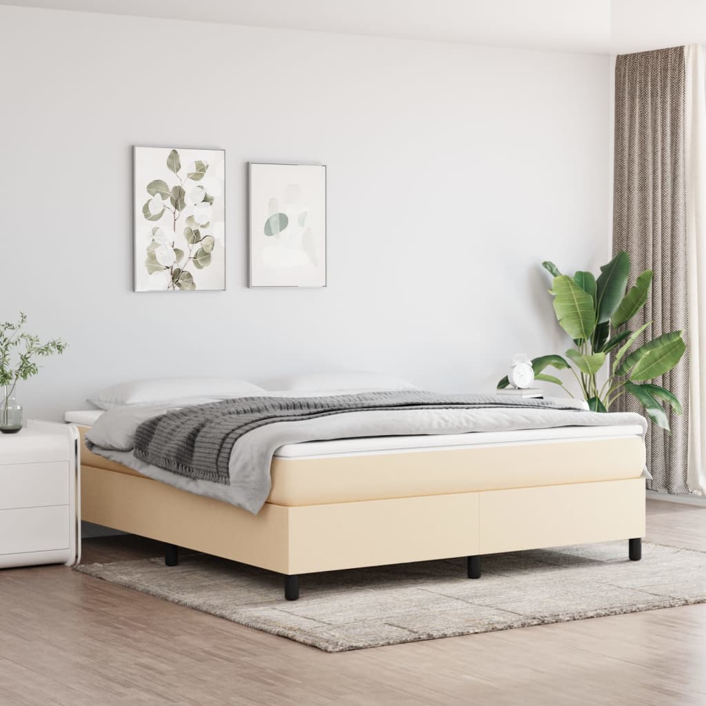 Krevet s oprugama i madracem krem 180x200 cm od tkanine