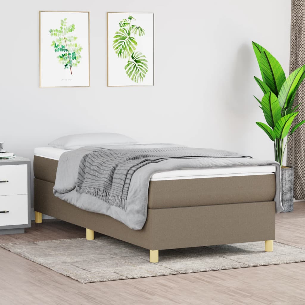 Krevet s oprugama i madracem smeđesivi 80x200 cm od tkanine
