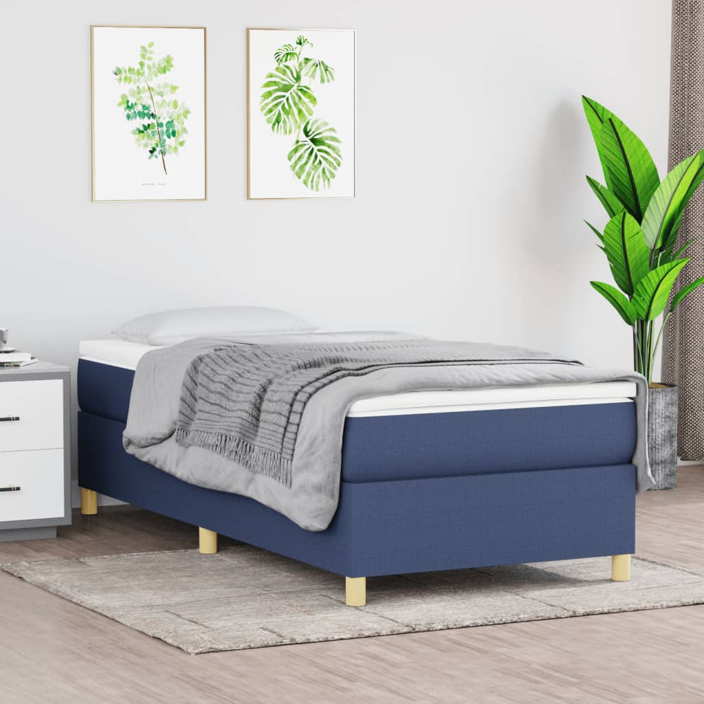 Krevet s oprugama i madracem plavi 80x200 cm od tkanine