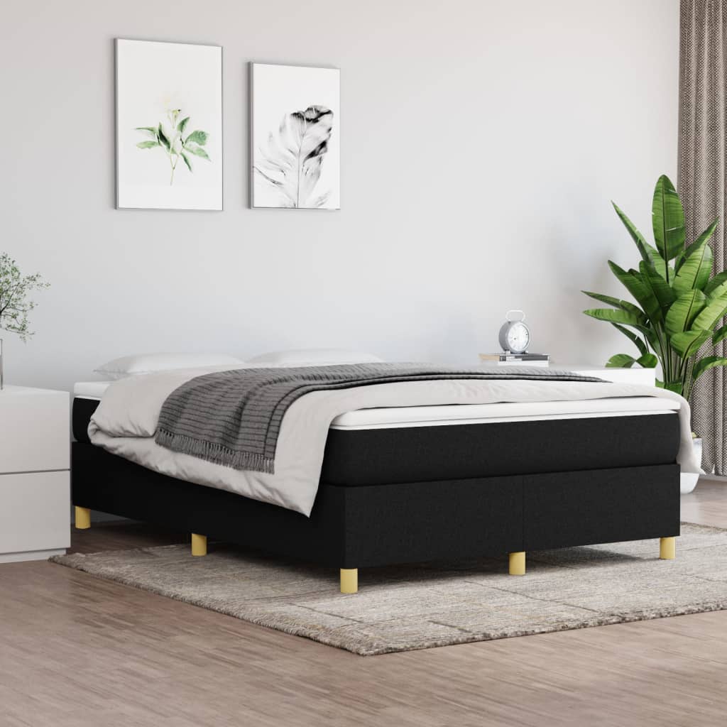 Krevet s oprugama i madracem crni 140x200 cm od tkanine