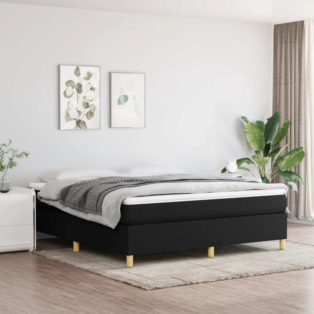 Krevet s oprugama i madracem crni 160x200 cm od tkanine