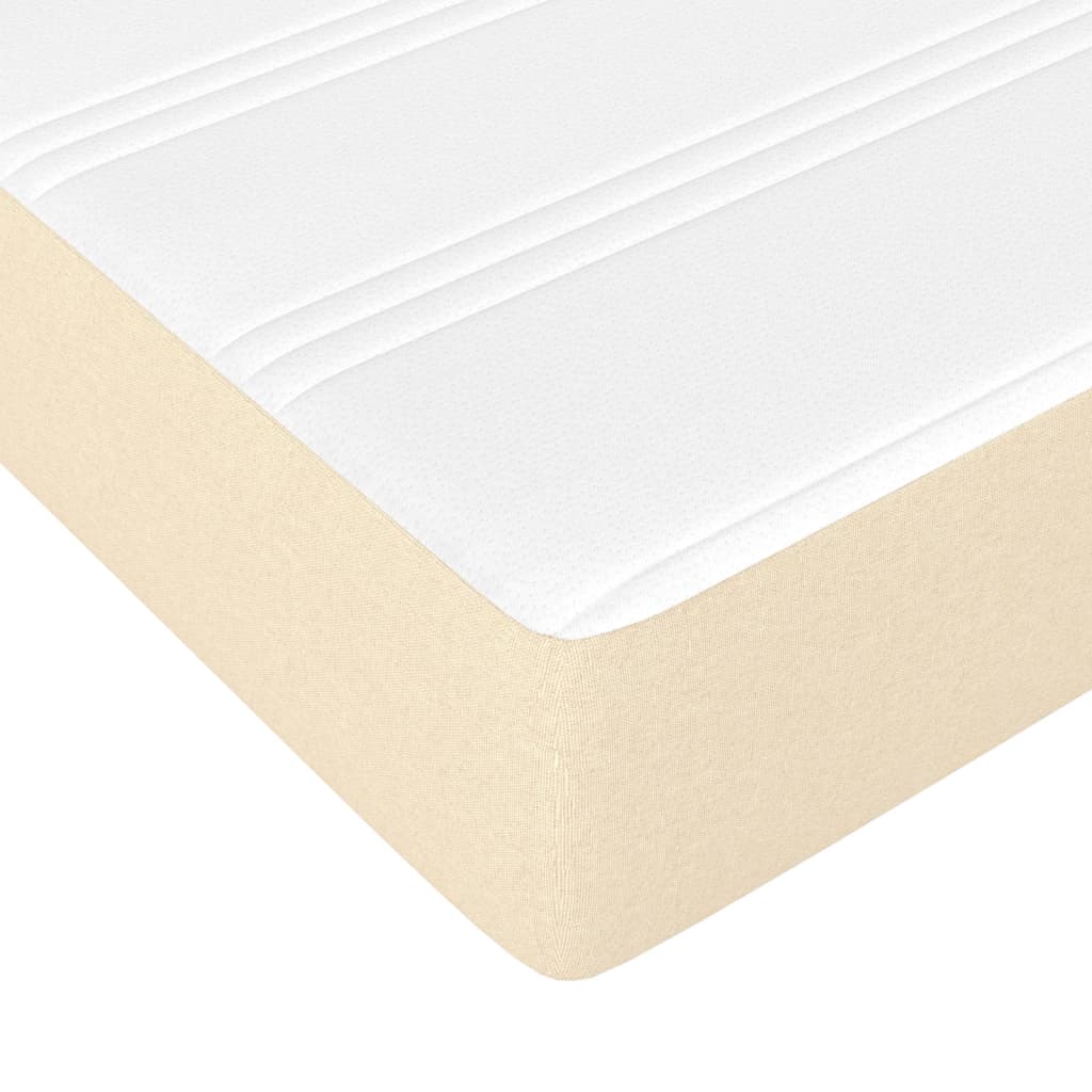 Krevet s oprugama i madracem krem 200 x 200 cm od tkanine
