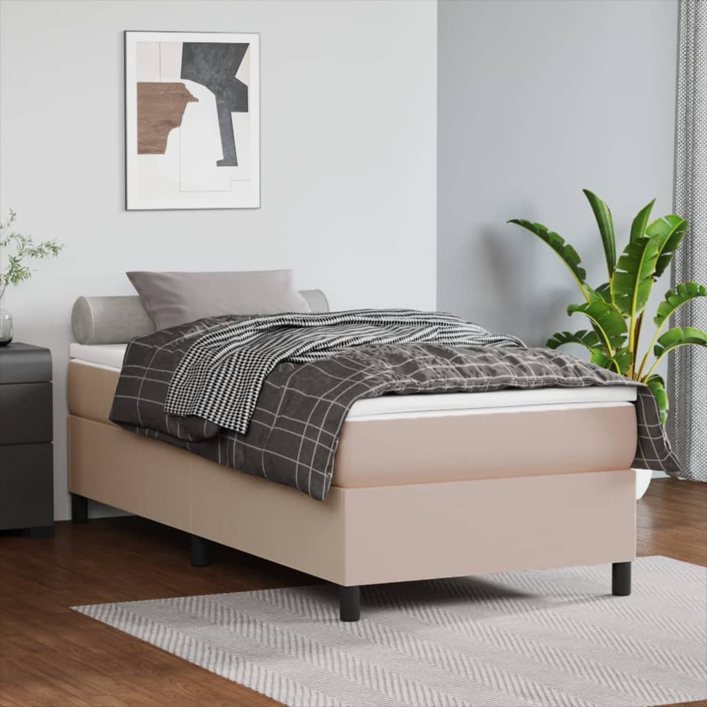 Krevet s oprugama i madrac cappuccino 80x200 cm od umjetne kože