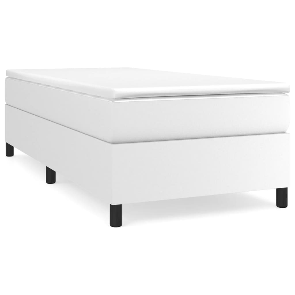 Krevet s oprugama i madracem bijeli 90 x 190 cm od umjetne kože