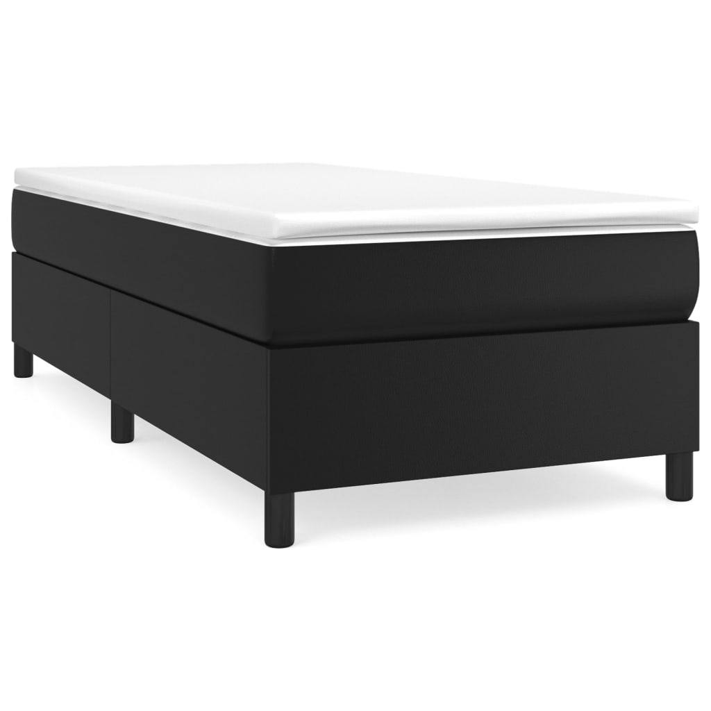 Krevet s oprugama i madracem crni 90 x 200 cm od umjetne kože
