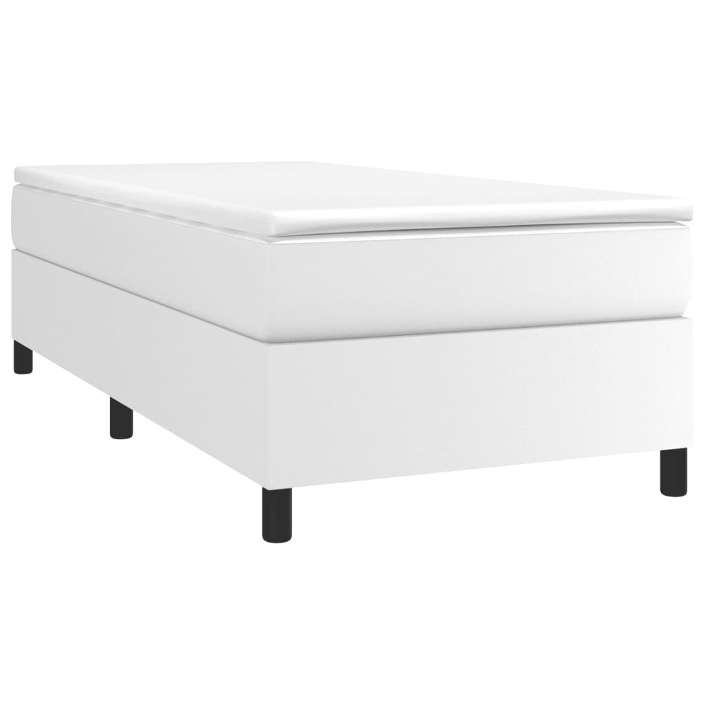 Krevet s oprugama i madracem bijeli 90 x 200 cm od umjetne kože