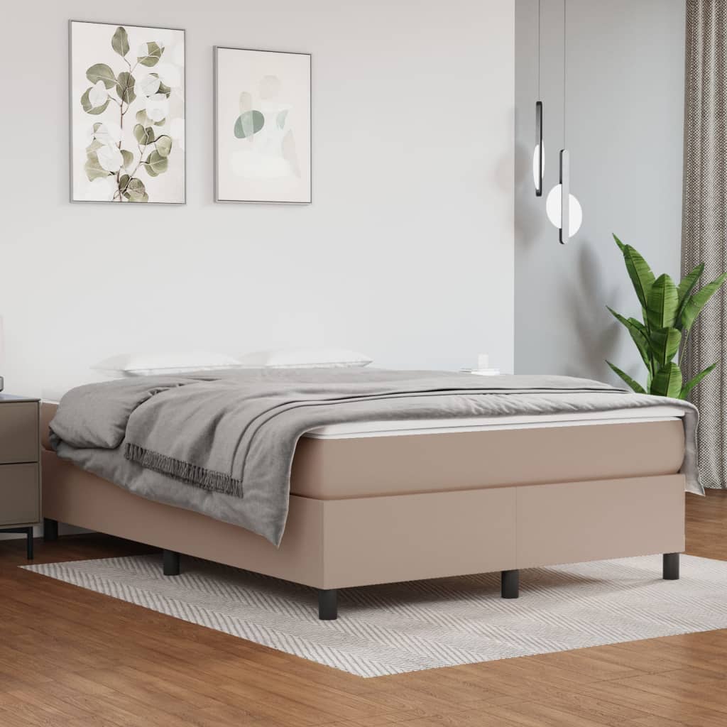 Krevet s oprugama i madrac cappuccino 140x190cm od umjetne kože