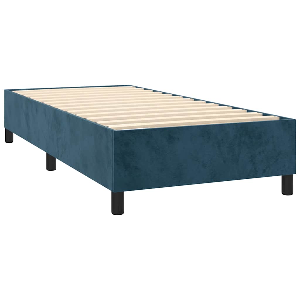 Box spring krevet s madracem tamnoplavi 90x190 cm baršunasti