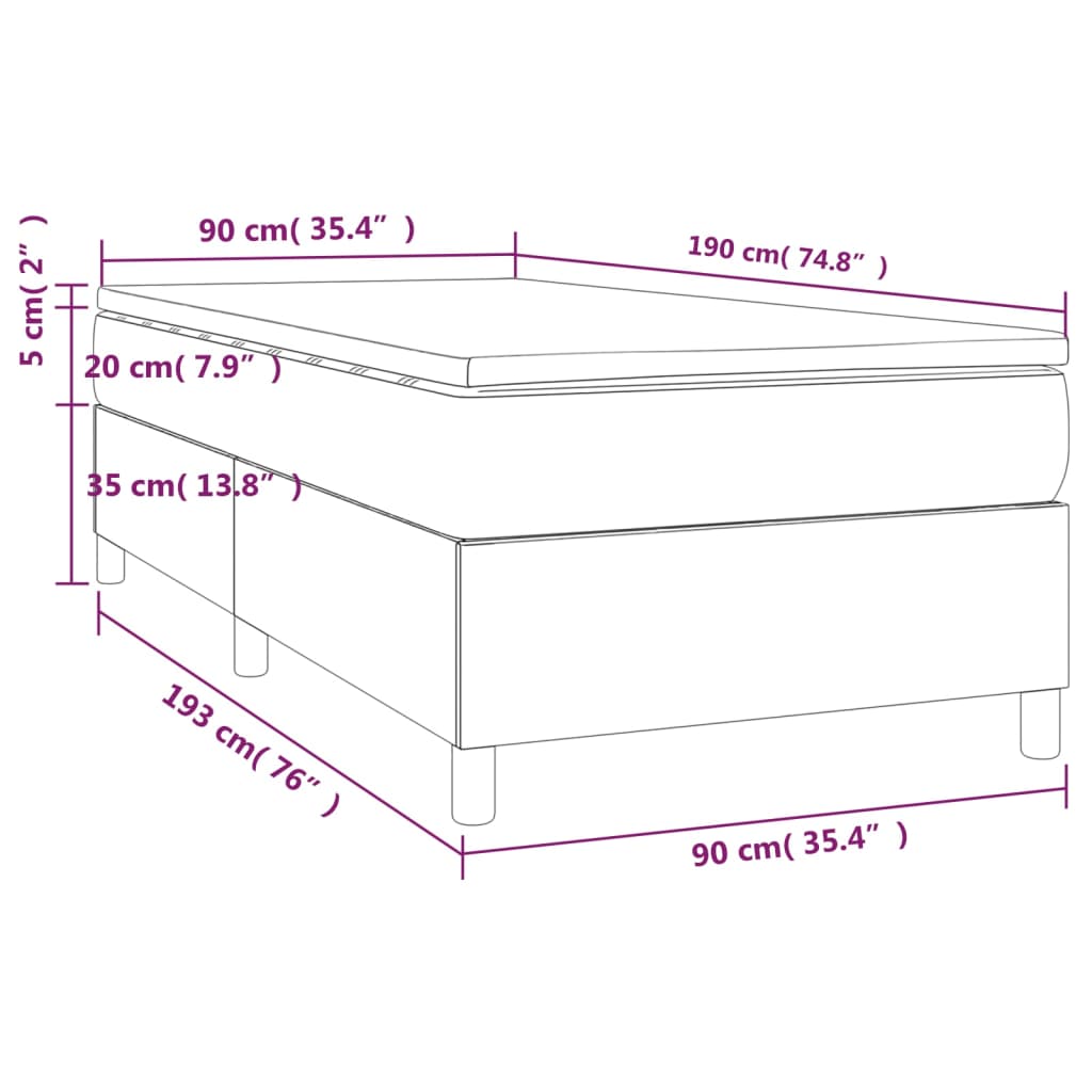 Box spring krevet s madracem ružičasti 90x190 cm baršunasti