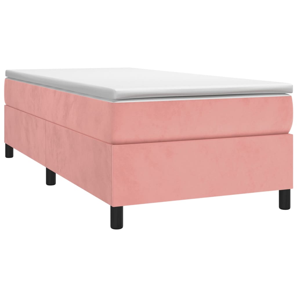 Box spring krevet s madracem ružičasti 90x200 cm baršunasti