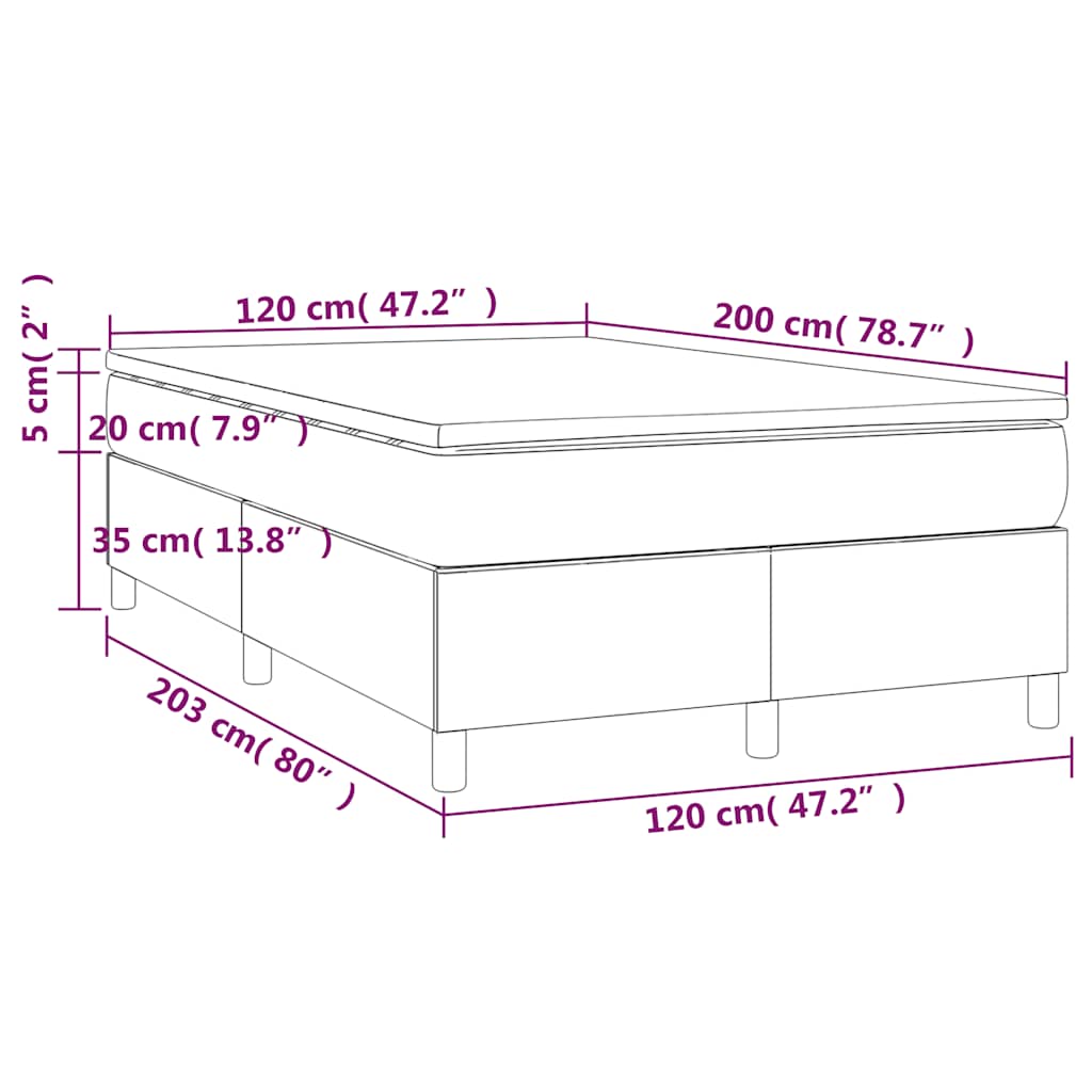 Box spring krevet s madracem tamnoplavi 120 x 200 cm baršunasti
