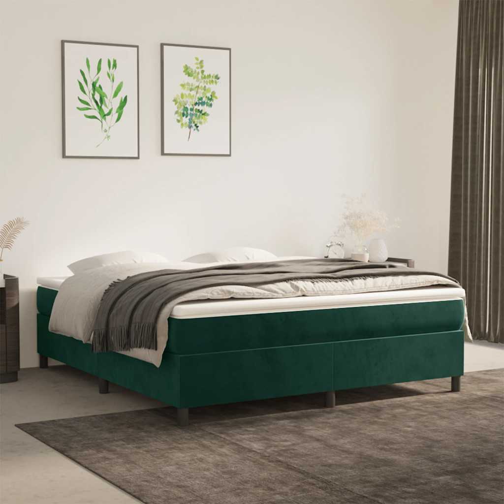 Krevet s oprugama i madracem tamnozeleni 180x200 cm baršunasti