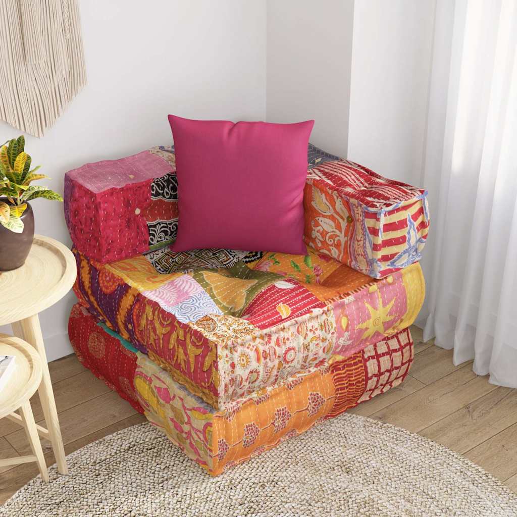 Modularni tabure s jastukom od tkanine s uzorkom patchwork
