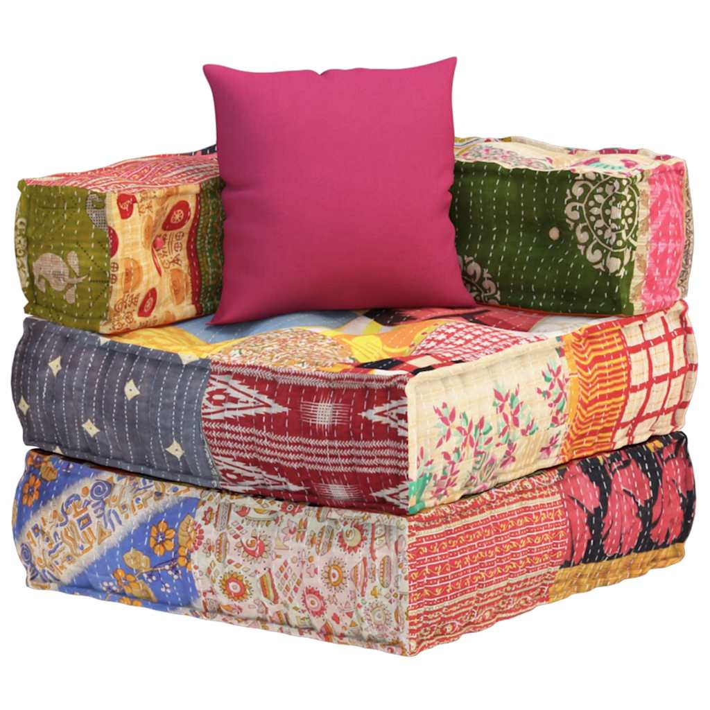 Modularni tabure s jastukom od tkanine s uzorkom patchwork