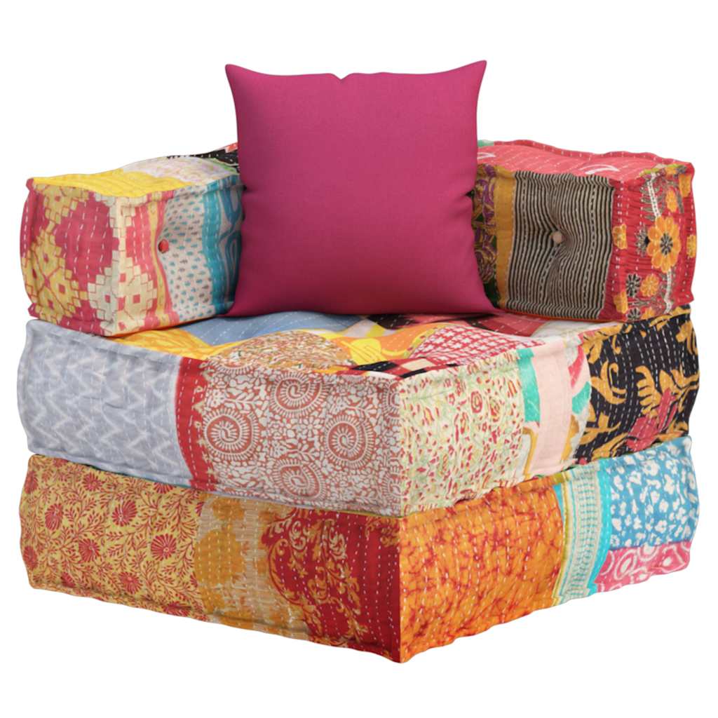 Modularni tabure s jastukom od tkanine s uzorkom patchwork