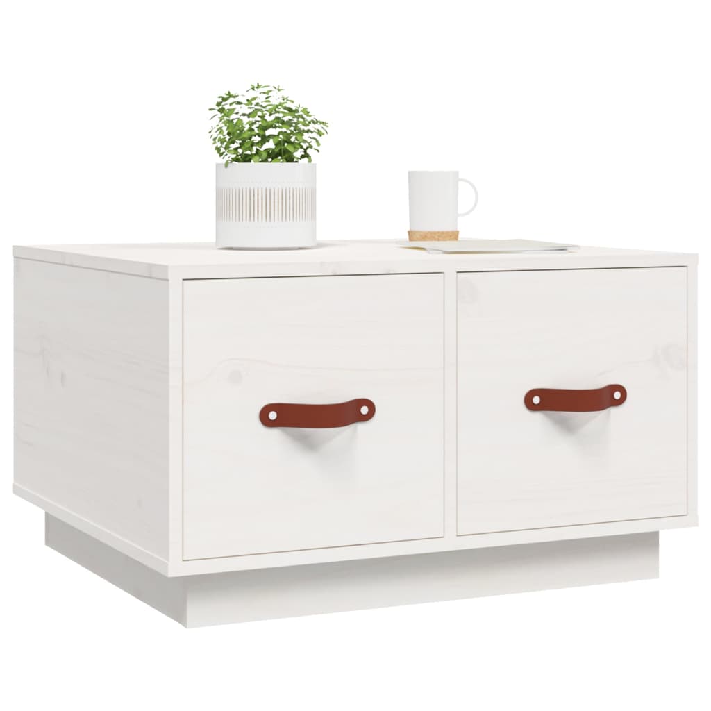 Stolić za kavu bijeli 60 x 53 x 35 cm od masivne borovine