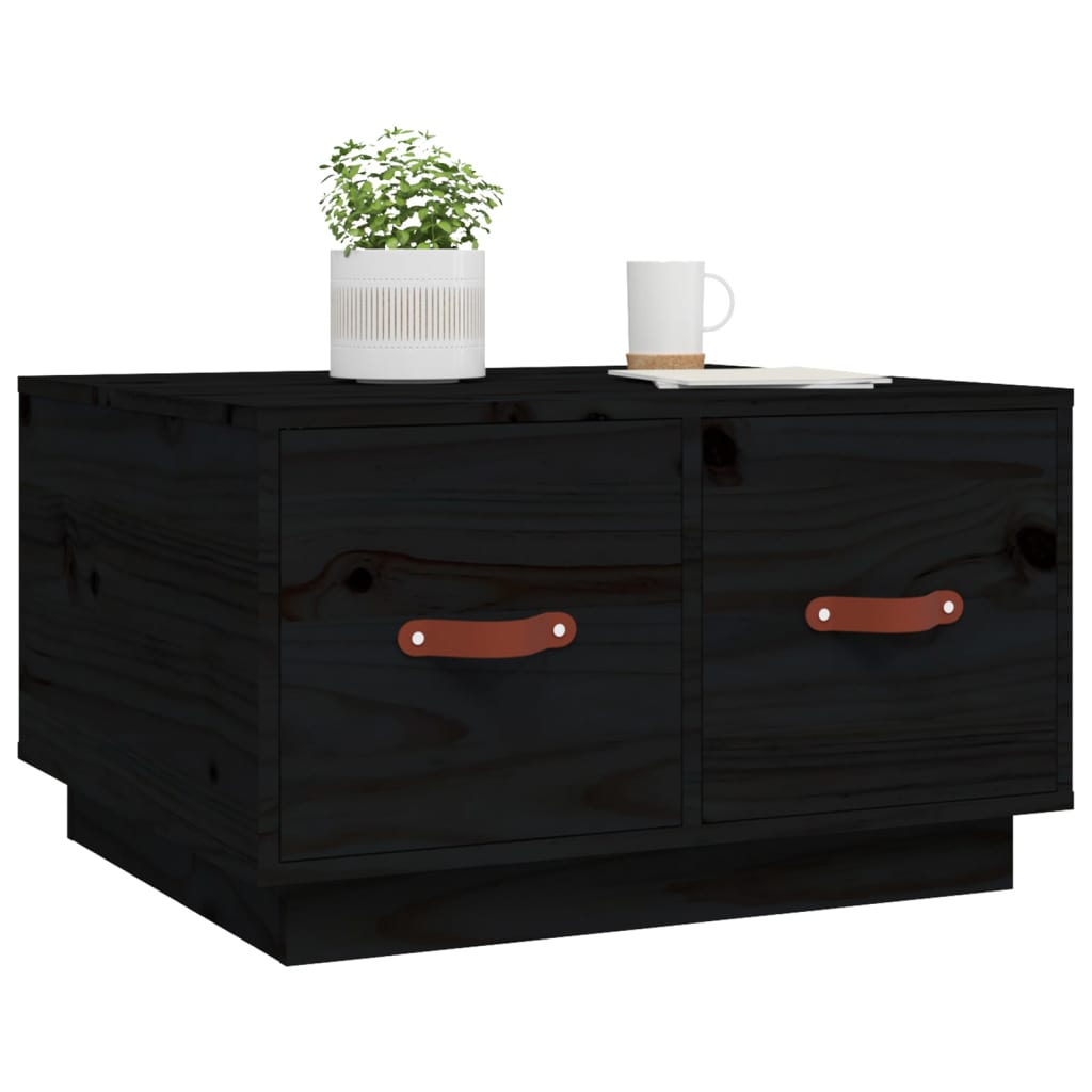 Stolić za kavu crni 60 x 53 x 35 cm od masivne borovine