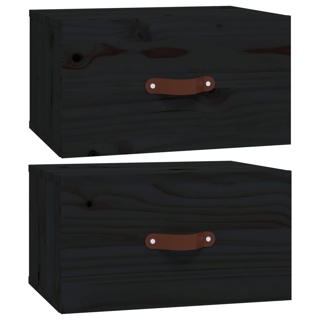 Zidni noćni ormarići 2 kom Crna 40 x 29,5 x 22 cm
