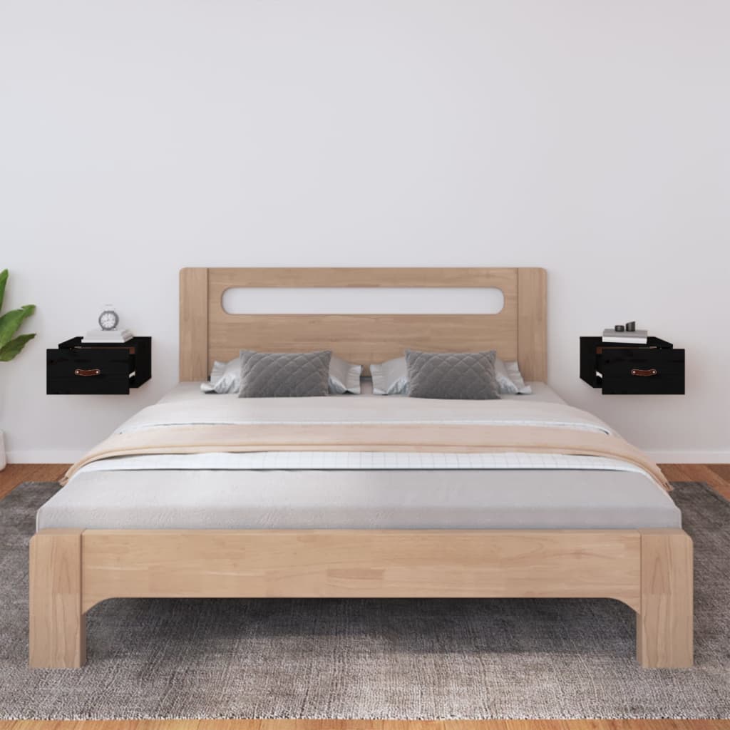 Zidni noćni ormarići 2 kom Crna 40 x 29,5 x 22 cm