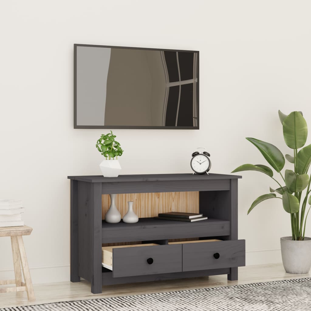 TV ormarić sivi 79 x 35 x 52 cm od masivne borovine