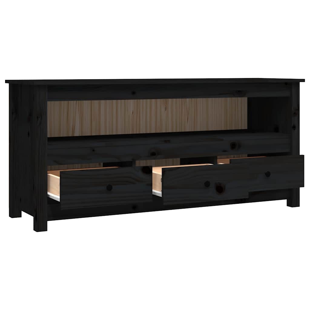 TV ormarić crni 114 x 35 x 52 cm od masivne borovine