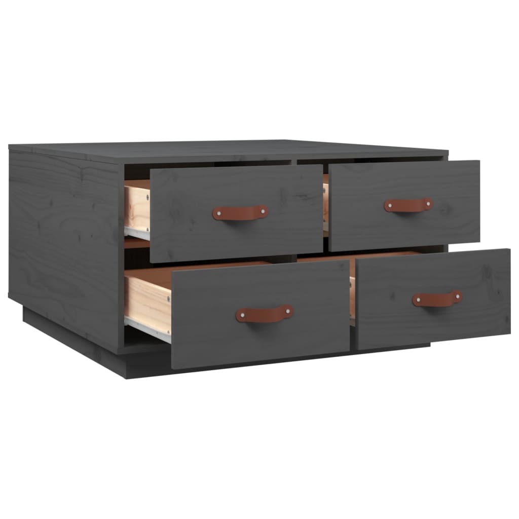 Stolić za kavu sivi 80 x 80 x 45 cm od masivne borovine