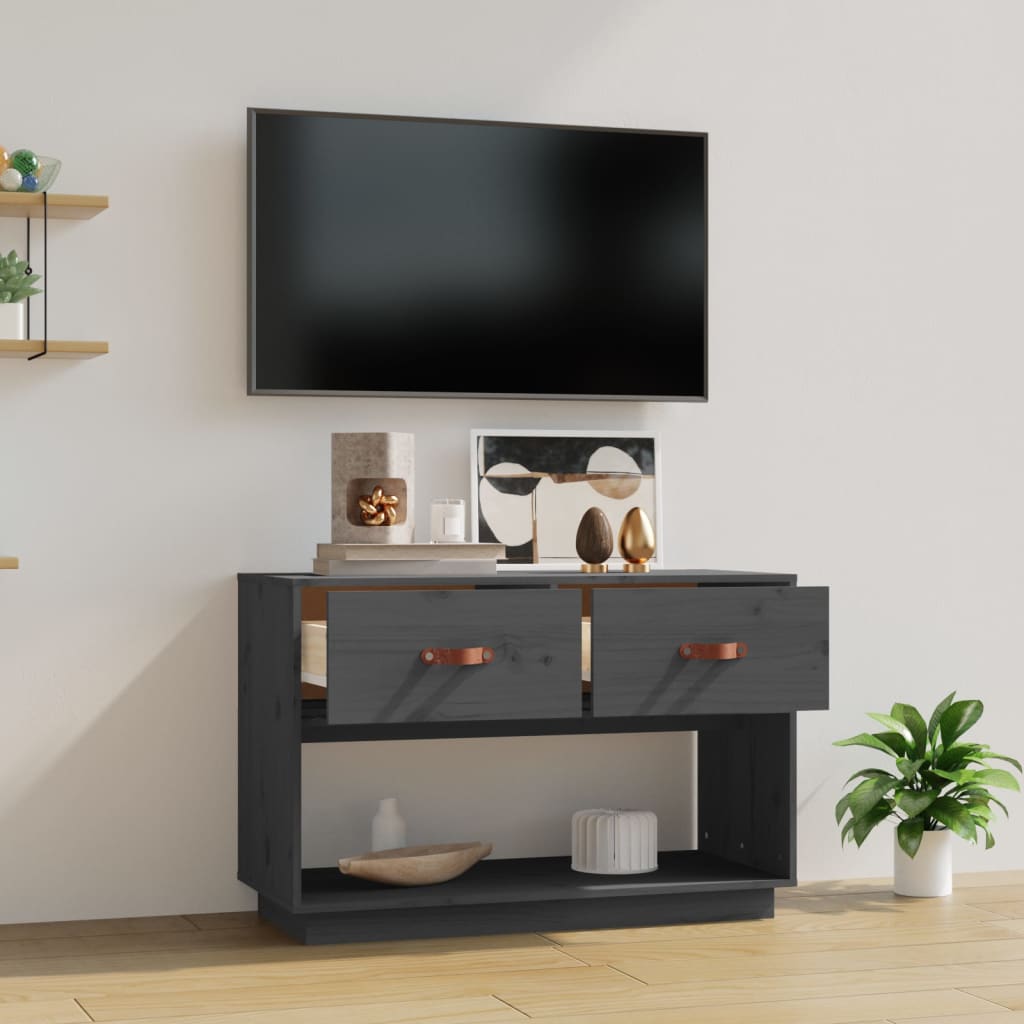 TV ormarić sivi 90x40x60 cm od masivne borovine