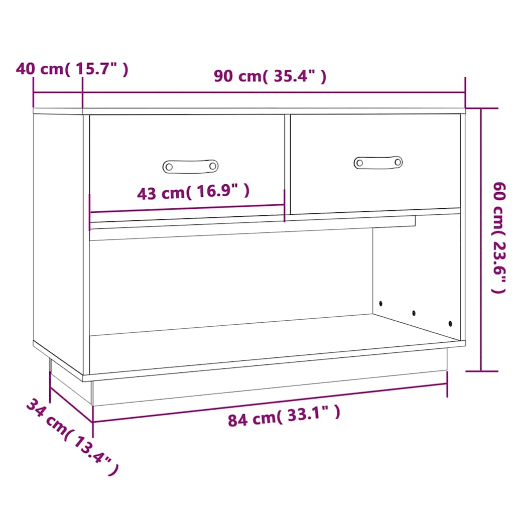 TV ormarić crni 90x40x60 cm od masivne borovine