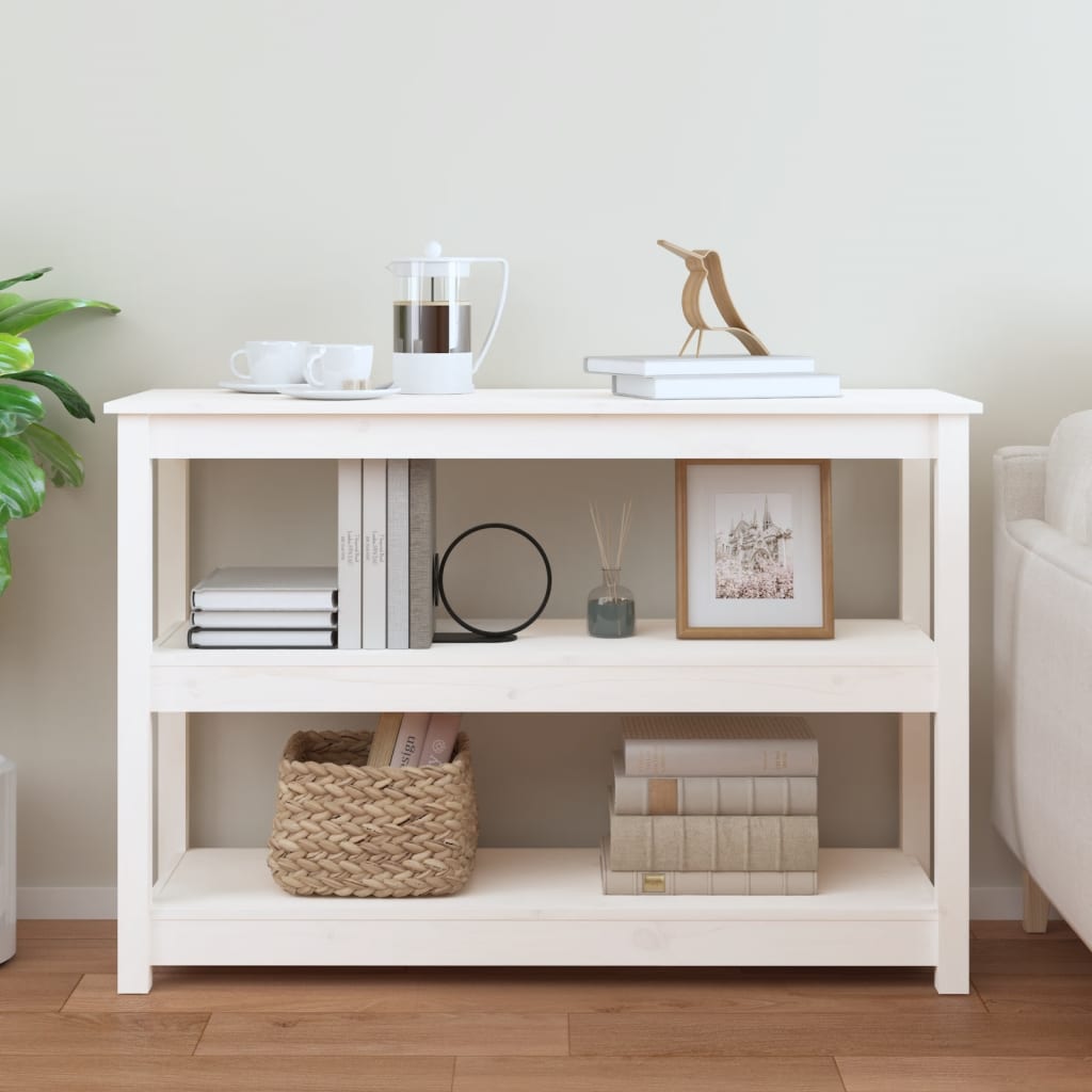 Konzolni stol bijeli 110 x 40 x 74 cm od masivne borovine