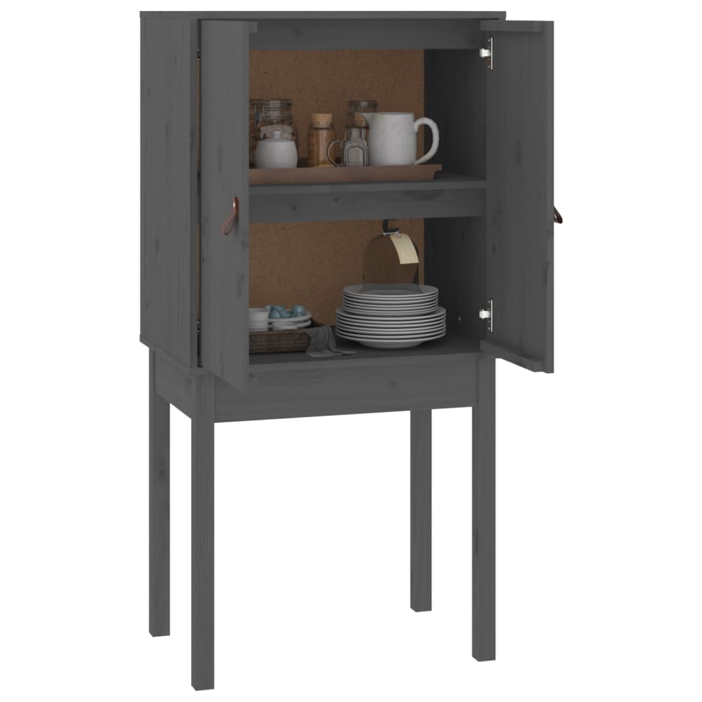 Visoka komoda siva 60 x 40 x 120 cm od masivne borovine
