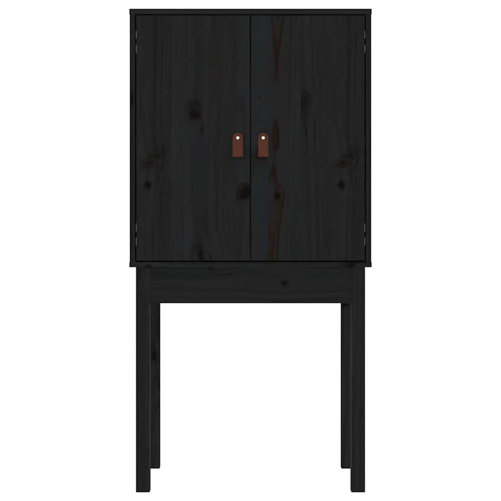Visoka komoda crna 60 x 40 x 120 cm od masivne borovine