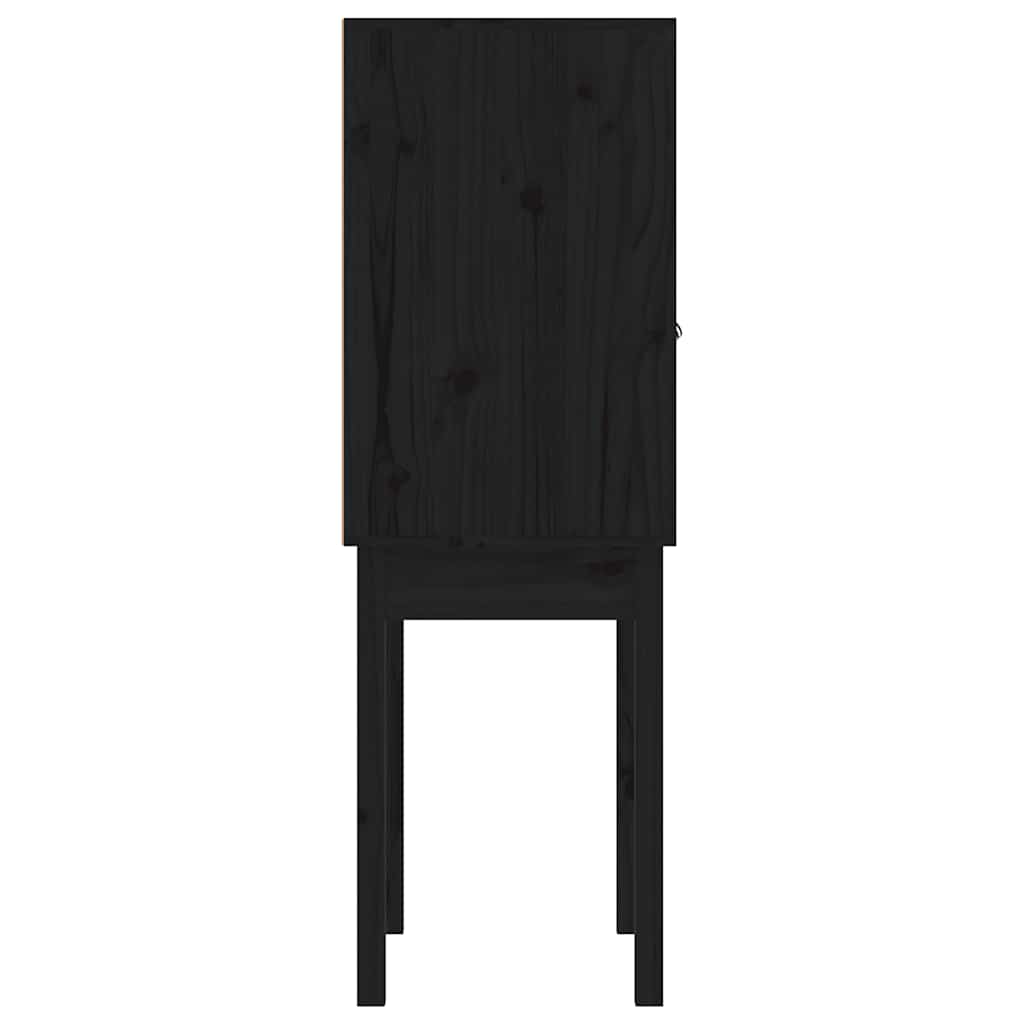 Visoka komoda crna 60 x 40 x 120 cm od masivne borovine