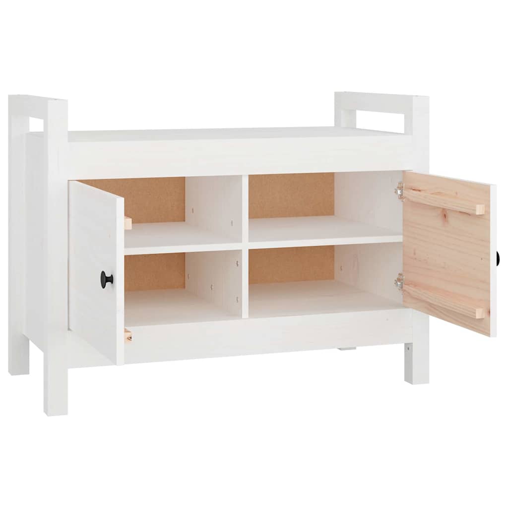 Klupa za hodnik bijela 80 x 40 x 60 cm od masivne borovine