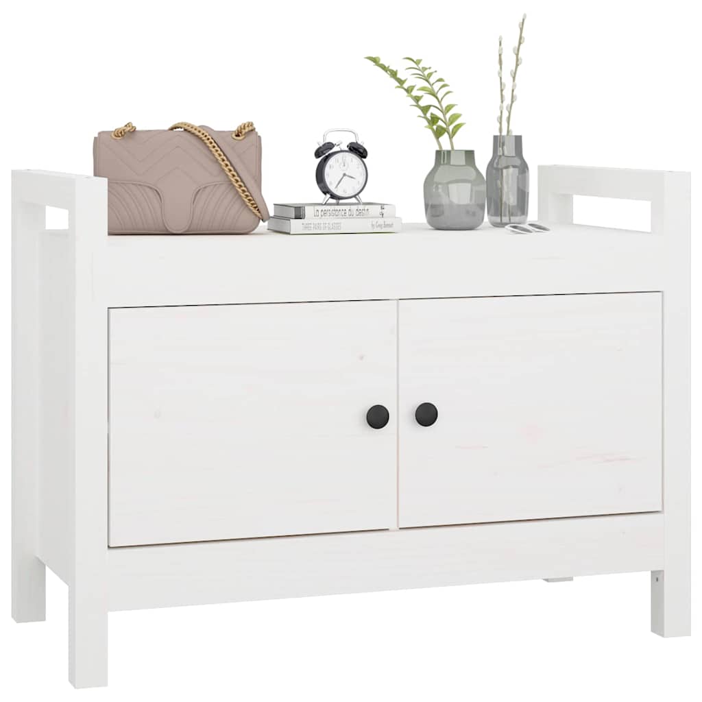 Klupa za hodnik bijela 80 x 40 x 60 cm od masivne borovine