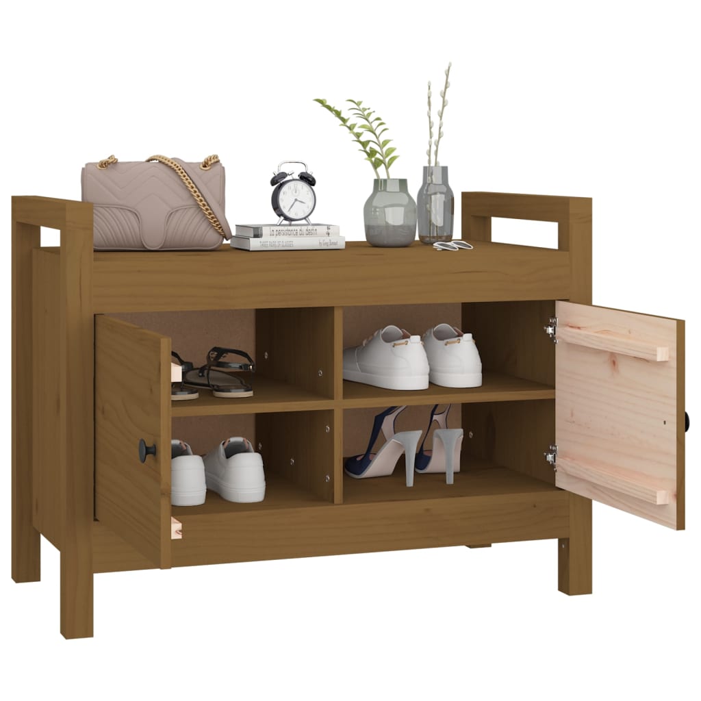Klupa za hodnik boja meda 80 x 40 x 60 cm od masivne borovine