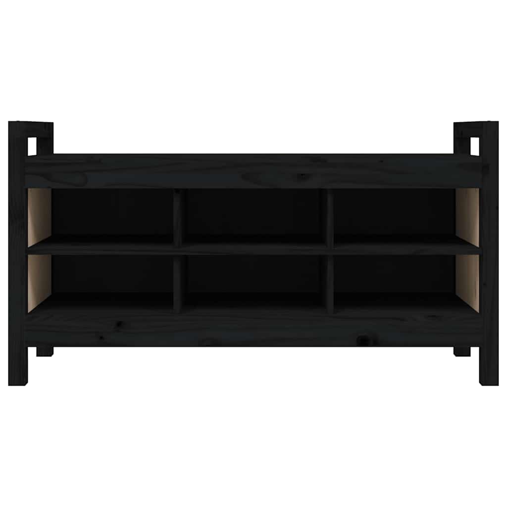 Klupa za hodnik Crna 110x40x60 cm od masivne borovine