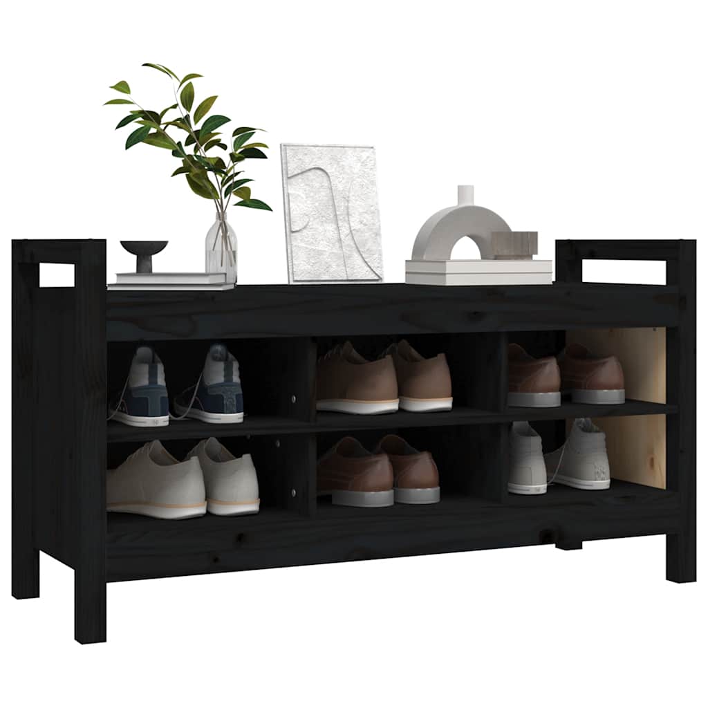 Klupa za hodnik Crna 110x40x60 cm od masivne borovine