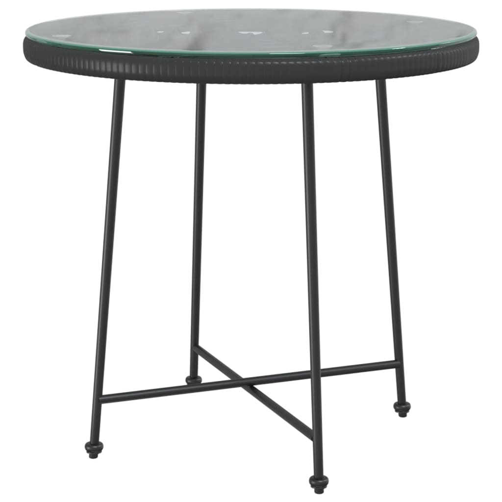 Blagovaonski stol crni Ø80 cm od kaljenog stakla i čelika