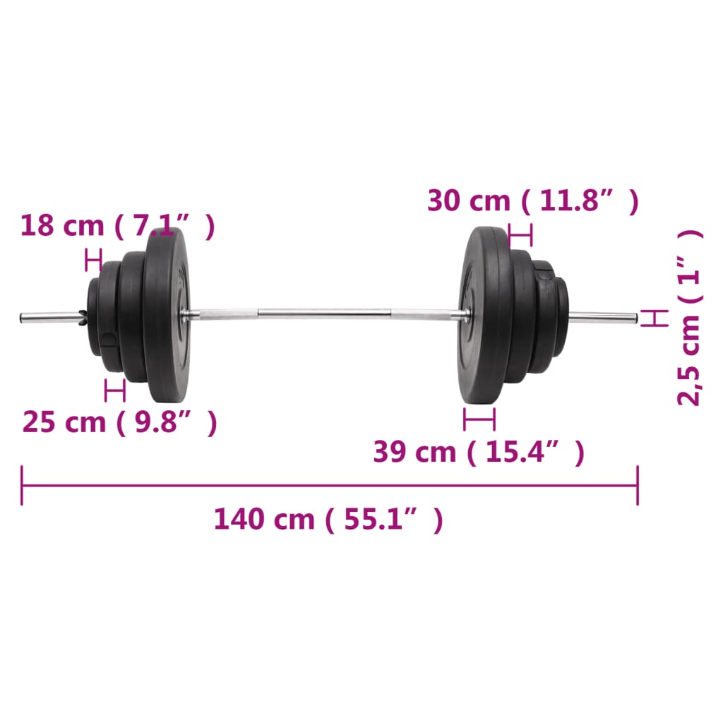 Dvoručni uteg s pločama 60 kg
