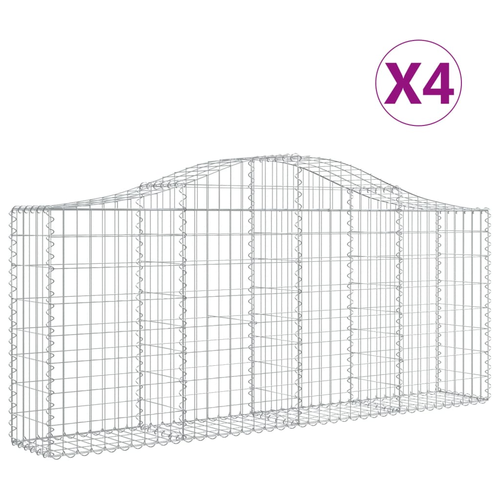 Lučne gabionske košare 4 kom 200x30x80/100 cm pocinčano željezo