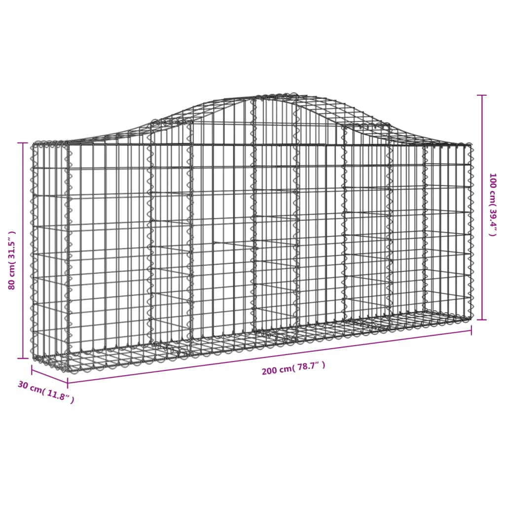 Lučne gabionske košare 6 kom 200x30x80/100 cm pocinčano željezo