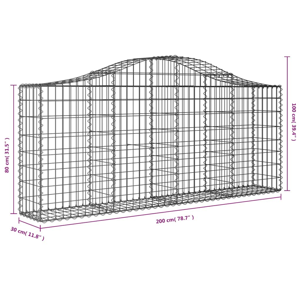 Lučne gabionske košare 30 kom 200x30x80/100cm pocinčano željezo
