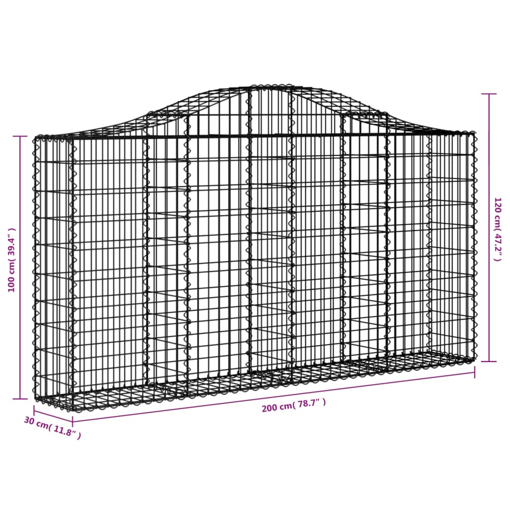 Lučne gabionske košare 2 kom 200x30x100/120cm pocinčano željezo