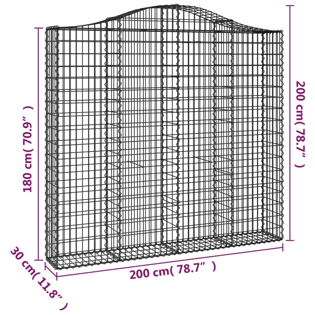 Lučne gabionske košare 9 kom 200x30x180/200cm pocinčano željezo