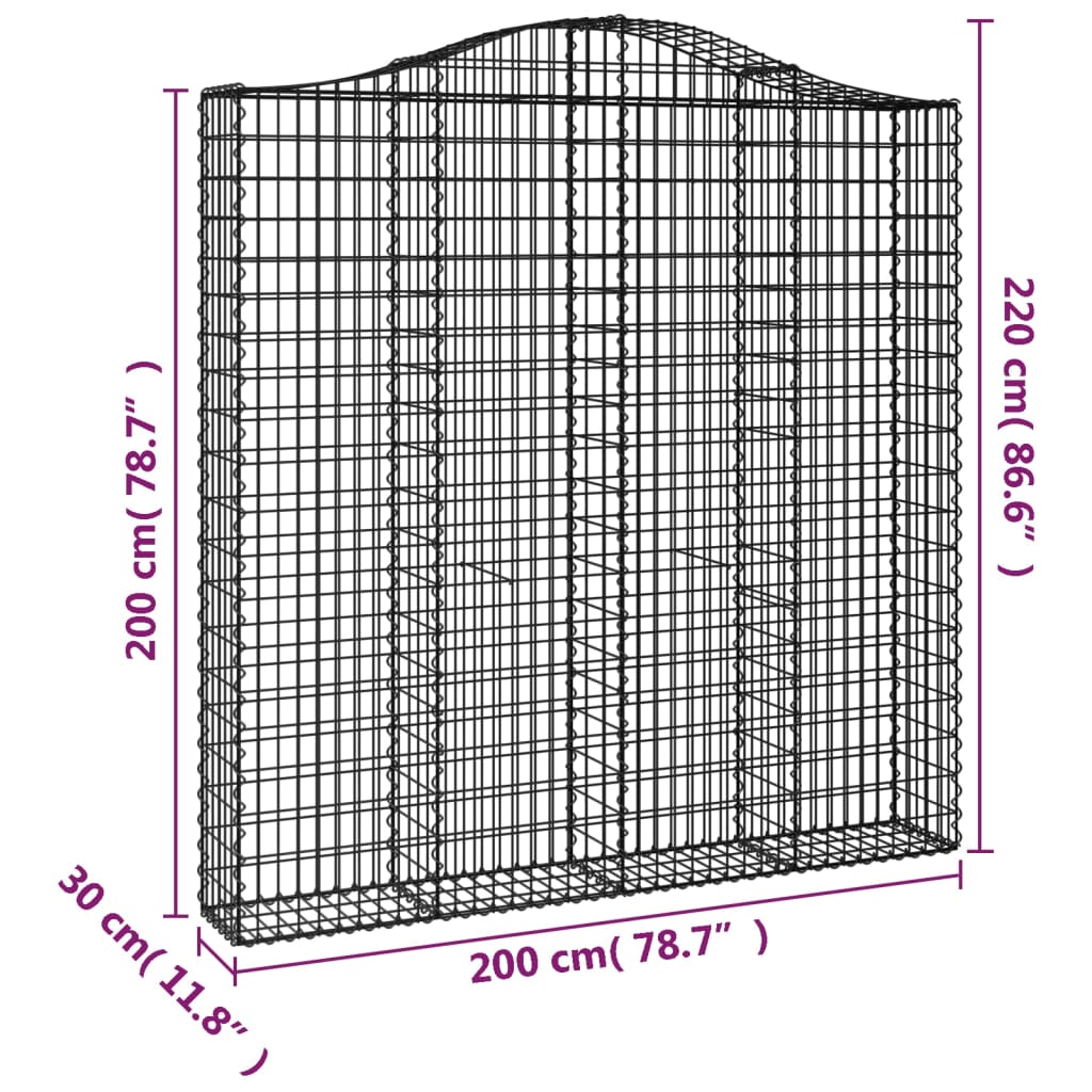 Lučne gabionske košare 6 kom 200x30x200/220cm pocinčano željezo