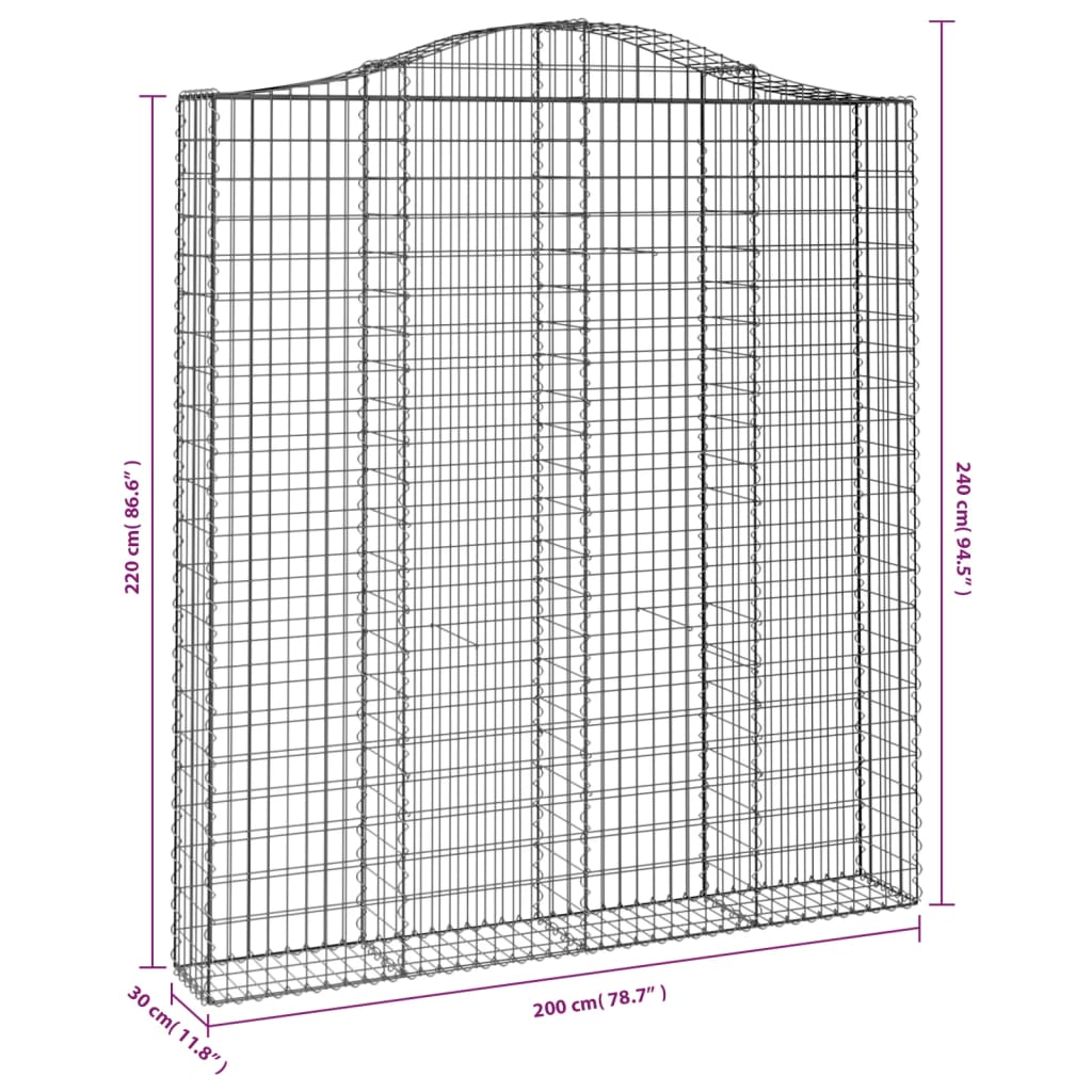 Lučne gabionske košare 2 kom 200x30x220/240cm pocinčano željezo
