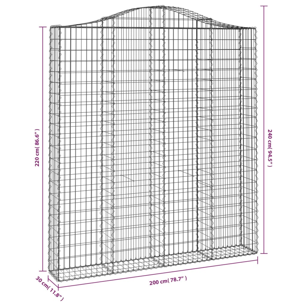 Lučne gabionske košare 3 kom 200x30x220/240cm pocinčano željezo